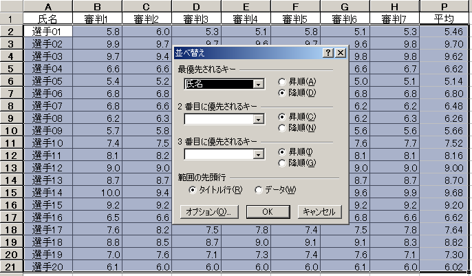 sort menu